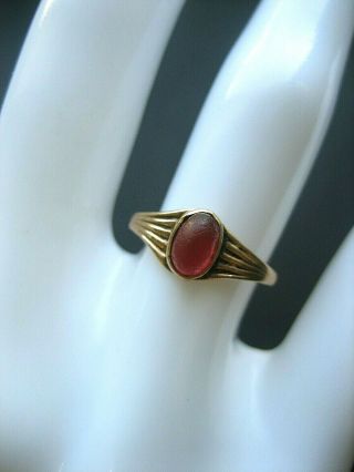 Estate Vintage Art Deco A&z 10k Yellow Gold Red Stone Ring For Repairs