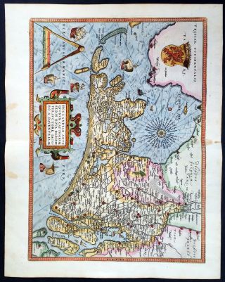 1579 Abraham Ortelius Large Antique Map of Holland,  The Netherlands 2