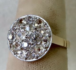 Antique Victorian 1.  50 Ct.  Old Mine Cut Diamond Cluster Engagement Ring 14k Gold