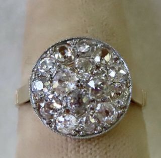 ANTIQUE VICTORIAN 1.  50 CT.  OLD MINE CUT DIAMOND CLUSTER ENGAGEMENT RING 14K GOLD 2