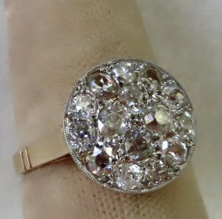 ANTIQUE VICTORIAN 1.  50 CT.  OLD MINE CUT DIAMOND CLUSTER ENGAGEMENT RING 14K GOLD 3