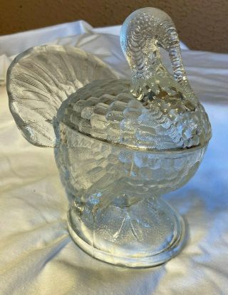 Vintage L.  E Smith Covered Turkey Candy Dish