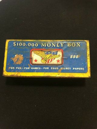 Vintage Child Toy Money Box $100,  000 Secret Treasure Box Ohio Art Metal