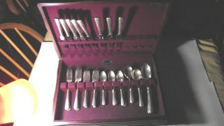 44 Pc.  International Sterling Silver " Courtship " Silverware Set With Wood Box