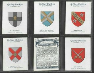 G.  Phillips 1924 (arms) Full 25 Card Set  Arms Of The English Sees