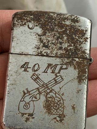 1953 Zippo Lighter - Hand Engraved Military Police Graphics