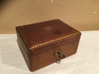 Vintage German Leather Covered Small Lock Box W/original Key - Jewelry - Trinket