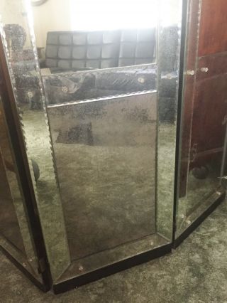 ANTIQUE VENETIAN GLASS TRI - FOLD FLOOR MIRROR - 3