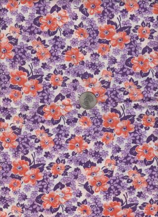 Vintage Feedsack Purple Red Floral Feed Sack Quilt Sewing Fabric 26 " X 26 "