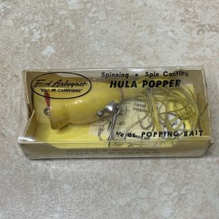 Fred Arbogast Hula Popper Yellow Spinning Spin Lure 1/4 Oz Vintage Bass Fishing