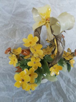 Vintage Capodimonte Porcelain Yellow Flower Basket