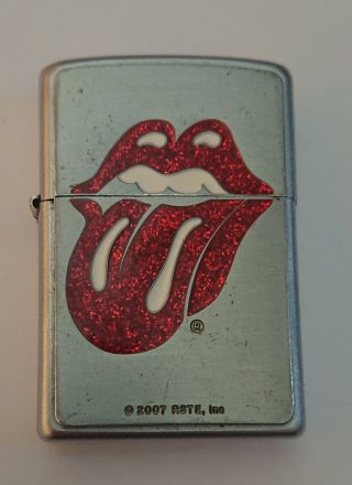Zippo Lighter Rolling Stones Glitter Tongue,  Circa 2007