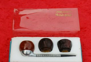 Vintage Yello Bole Featherweight Airograte Estate Tobacco Smoking Pipe.  W/box