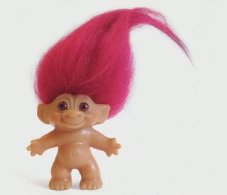 Vintage 1964 Thomas Dam Troll Doll By Dam Things - Maroon Red Hair & Glassy Eyes
