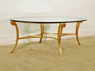 Barbara Barry For Baker Furniture Gilt Aluminum Glass Top Coffee Cocktail Table
