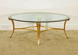 Barbara Barry For Baker Furniture Gilt Aluminum Glass Top Coffee Cocktail Table 2