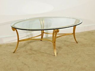 Barbara Barry For Baker Furniture Gilt Aluminum Glass Top Coffee Cocktail Table 3