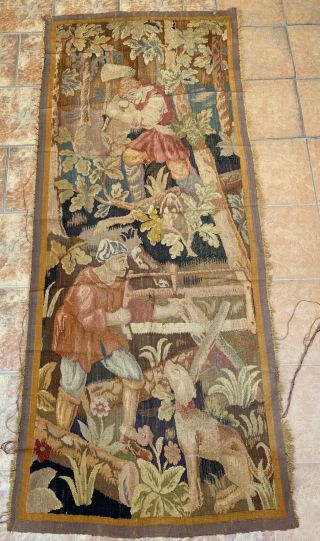French Handwoven Aubusson Tapestry 19th Century Rug 36 X 84 Inches
