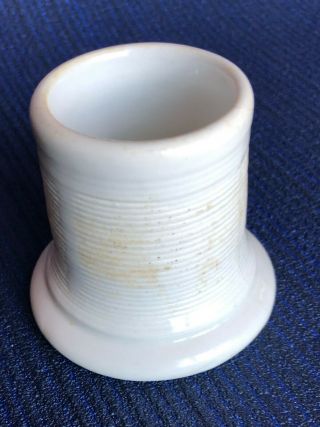 Vintage Antique White Porcelain Round Match Holder And Striker