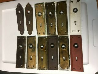Dozen Of Vintage Brass/metal Door Knob Back Plates Early Century