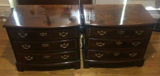Pair,  Henredon Aston Court Three Drawer Bowfront Nightstand/side Tables