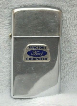 Vintage Ford Tractor Equipment Chrome Windproof Advertising Lighter Htf