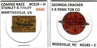 The Coming Race Very Rare & Georgia Cracker Vintage Tin Litho Tobacco Tags