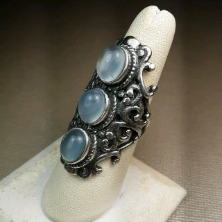 Large Moonstone & Sterling Silver 925 Vintage Estate Jewelry Ring Size 8