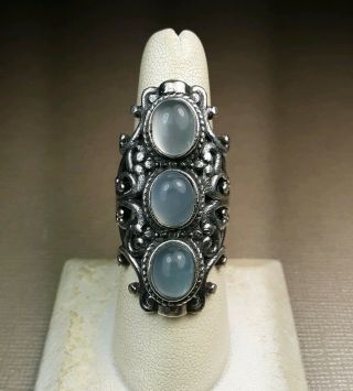 Large Moonstone & Sterling Silver 925 Vintage Estate Jewelry Ring Size 8 2