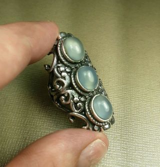 Large Moonstone & Sterling Silver 925 Vintage Estate Jewelry Ring Size 8 3