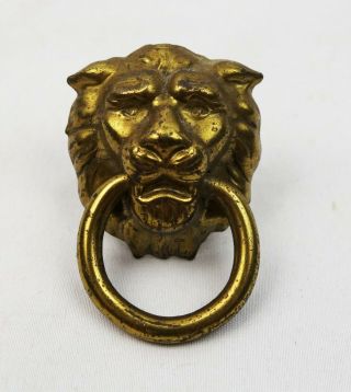 Vintage Brass Lion Head Ring Drawer Pull Cabinet Handle Knob