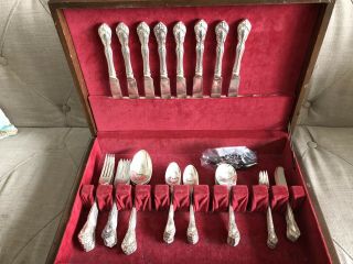 Alvin Chateau Rose Sterling Silver Flatware Service For 8 Fork Spoon Knife 67 Pc