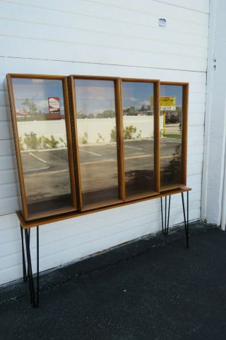 Mid Century Modern Display China Cabinet With Hairpin Legs 1232