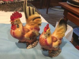 Vintage Chickens Figurines Rooster And Hen