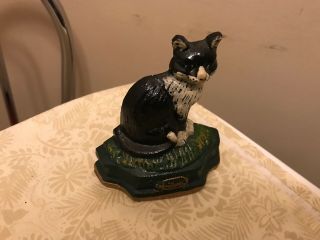 Vintage Cast Iron Black And White Cat Door Stopper