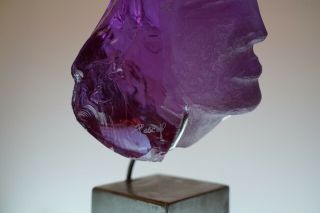 Suzanne Regan Pascal Carved and Chiseled Violet Swarovski Crystal Face w/ Stand 3