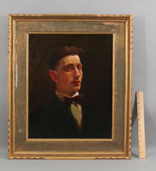 Antique CHARLES CARLINO York Artist Self Portrait Oil Painting Carved Frame 2