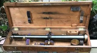 Antique Brass W & L.  E.  Gurley Surveyors Transit Telescope & Box 30  Long