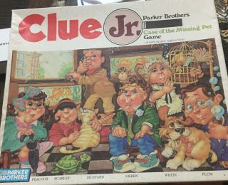 Vintage 1989 Parker Brothers Clue Jr Case Of The Missing Pet Board Game Complete