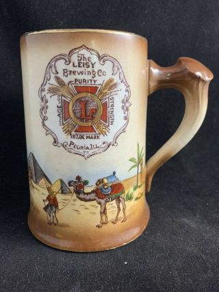 Leisy Brewing Co.  Vintage Ceramic Mug,  Peoria,  Illinois,  Circa 1910