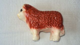 Vintage Chalkware Bull Hereford Cow Bank 7 Inches Long 5 1/2 Tall Sweet
