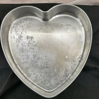 2 Vintage Heart Shaped Cake Pans 9” X 1 - 1/4” Deep Aluminum Mirro 1180m