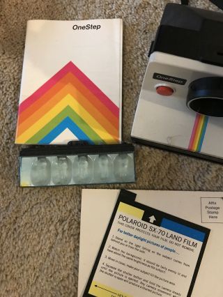 Vintage Polaroid One Step Rainbow Instant Land Camera with strap 3