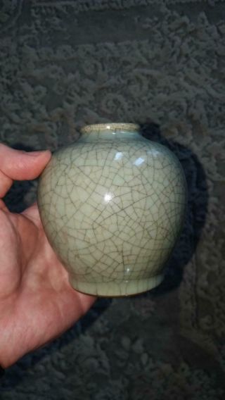 Antique Chinese Porcelain Guan Ge - Type Crackle Glazed Vase With Mark