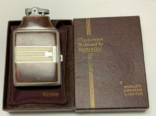 Vintage Ronson Mastercase Lighter W/ Cigarette Case With Pouch