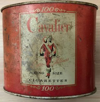 Vintage 1950s Tobacco Cavalier King Size Cigarettes 100 Tin Rj Reynolds Tobacco