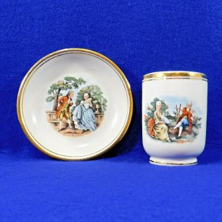 Vintage Cup And Trinket Dish Bowl By Hyalyn Porcelain Fragonard Courting Couple