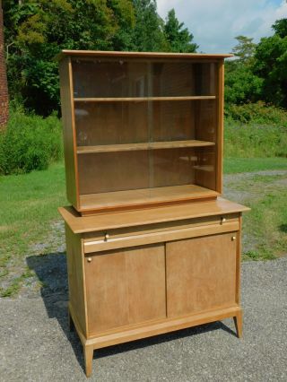 50s MCM Heywood Wakefield CADENCE Bookcase Curio Record Cabinet Sliding Glass DR 2