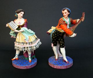 Antique Jean Gille French Biscuit Porcelain Figure Spanish Musicians Jose Cubero