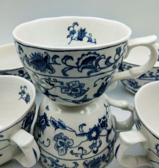 7 Nikko Double Phoenix Ming Tree Ironstone Blue A,  Vintage Coffee Tea Cups Japan